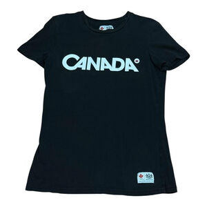 Hudson's Bay Canada Shirt Womens Small Black Olympic Team Maple Leaf Logo Tee
